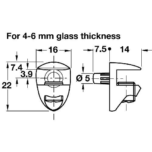 Pack of 4 Glass Shelf Supports (4 - 6mm) 3